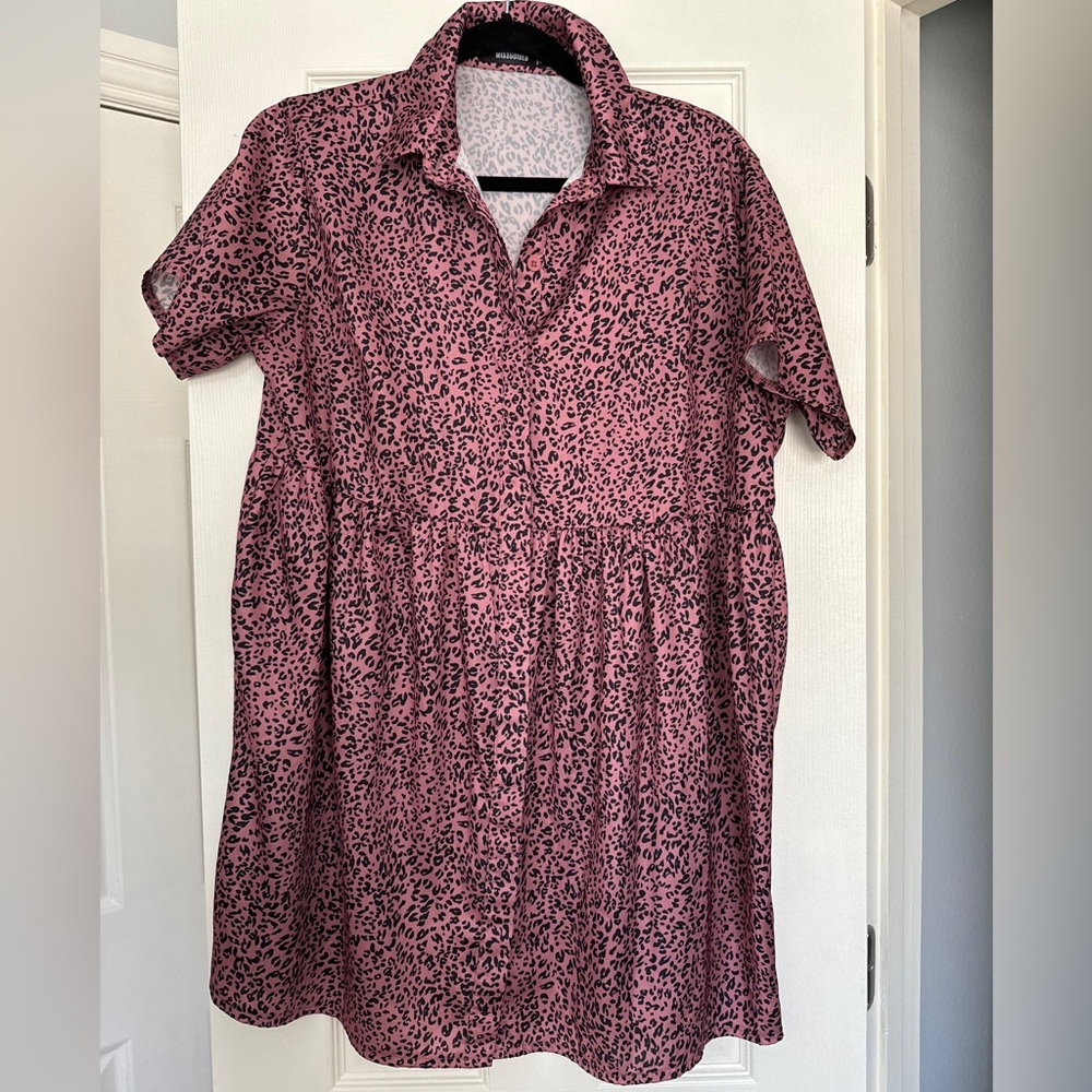 Missguided Pink and black Leopard Print Dress